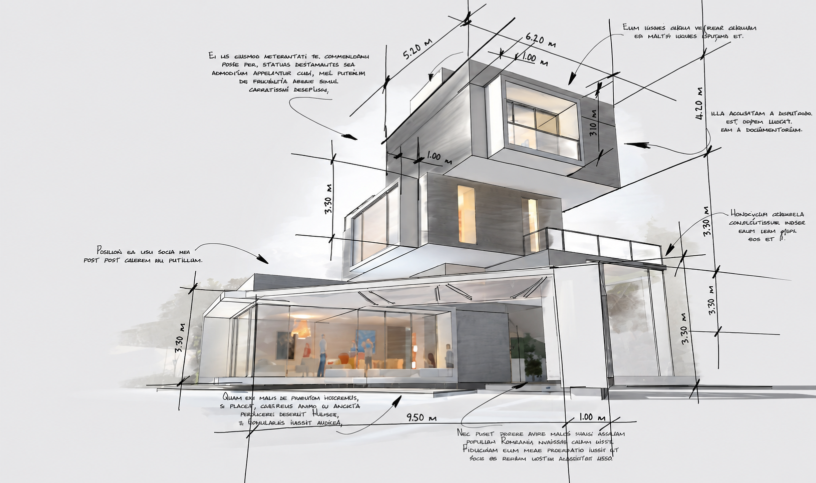 Developed residential elevation sketch