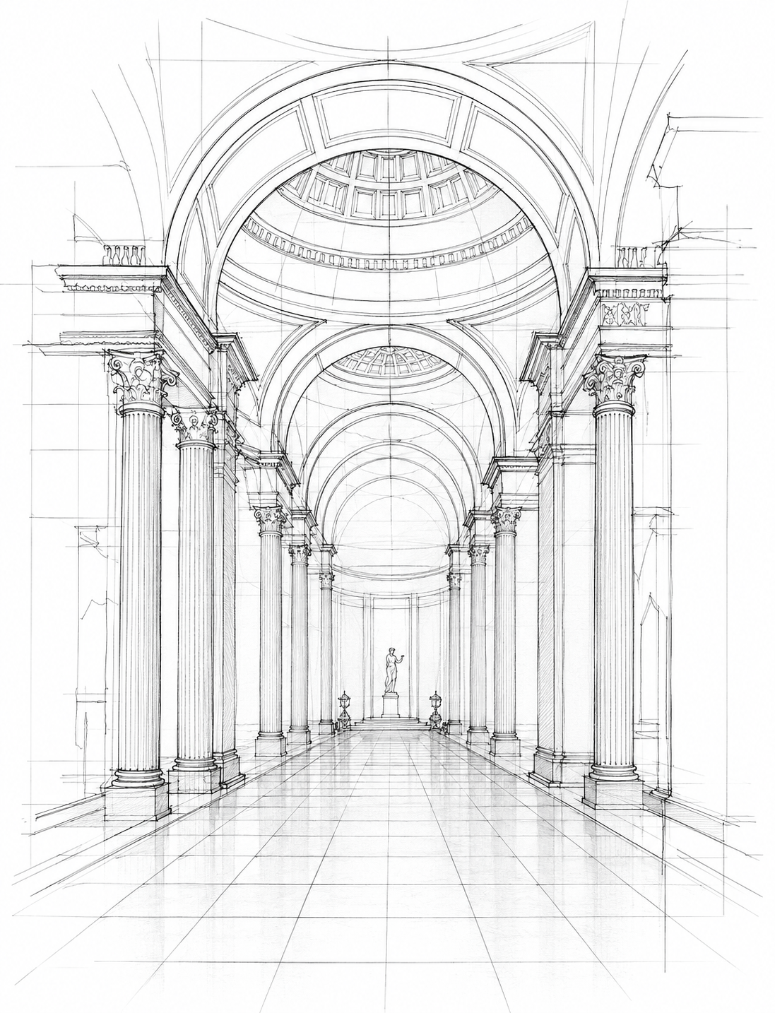 Interior perspective study sketch